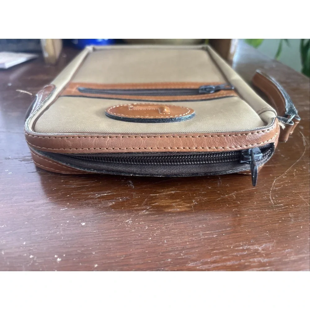 Lancel‎ Paris Unisex Tan Nylon Clutch Travel Bag Vintage Rare